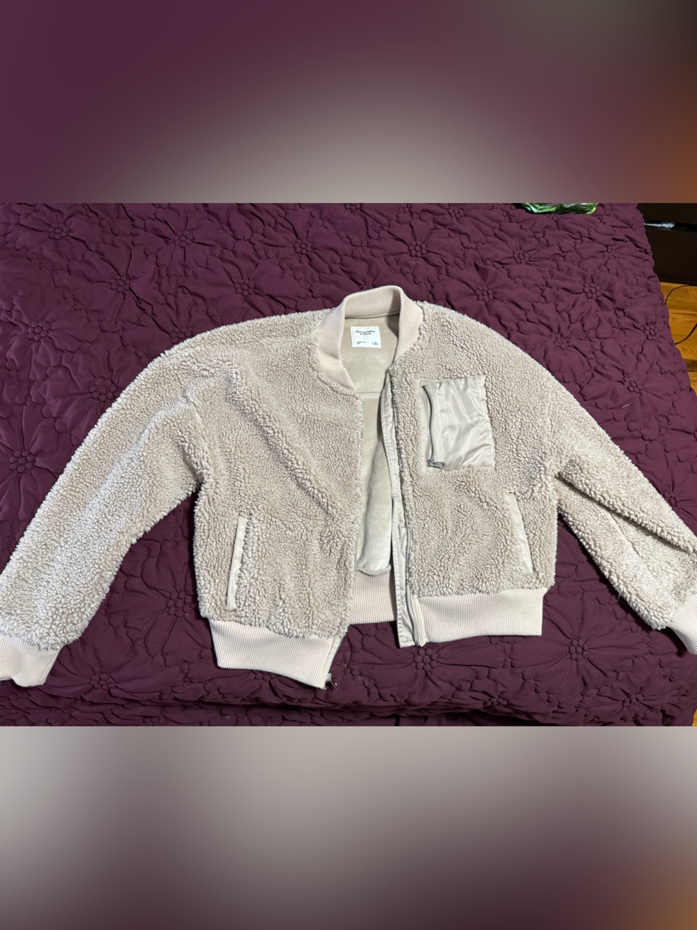 Abercrombie & Fitch Cream Sherpa Jacket